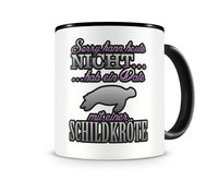 Tasse mit dem Motiv Date mit Schildkrte Tasse Modellnummer  schwarz/rosa