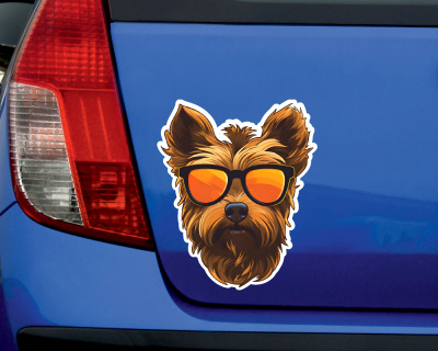 Yorkshire Terrier mit Sonnenbrille Aufkleber - Ansicht 2