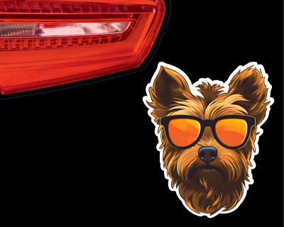 Yorkshire Terrier mit Sonnenbrille Aufkleber - Ansicht 3