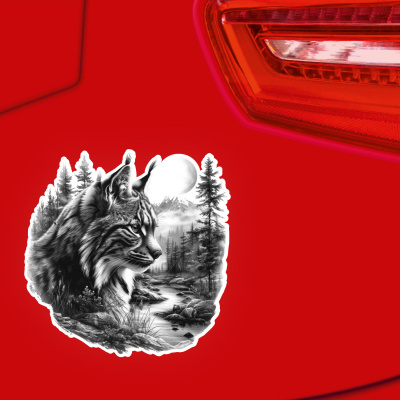 Luchs in Wald Szene Aufkleber Illustration - Ansicht 3