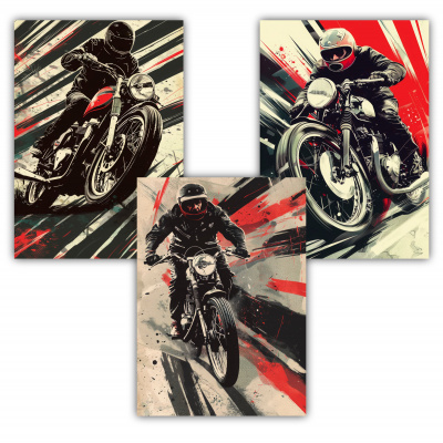 Kunstdruck mit dem Motiv Motorrad Racer Motiven