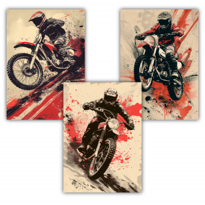 Kunstdruck mit dem Motiv Motocross MotoX Racer Motiven