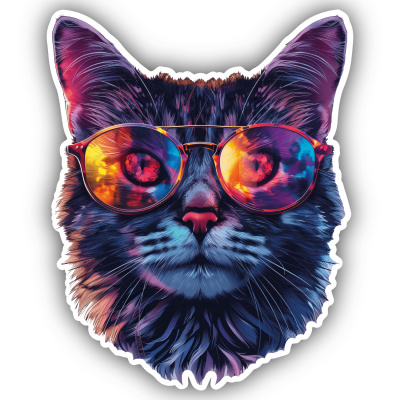Coole Katze mit Sonnenbrille Aufkleber Cartoon