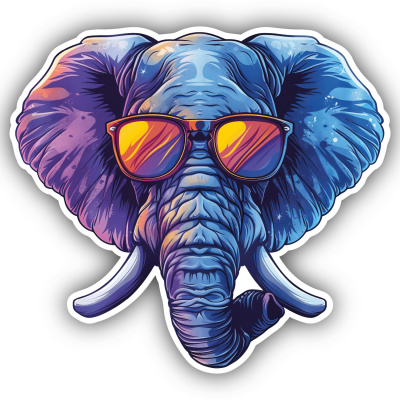 Cooler Elefant mit Sonnenbrille Aufkleber Cartoon