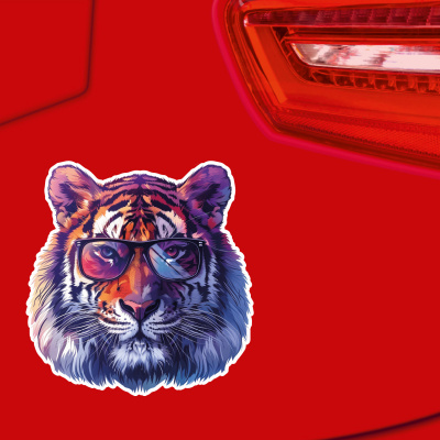 Cooler Tiger mit Sonnenbrille Aufkleber Cartoon - Ansicht 3