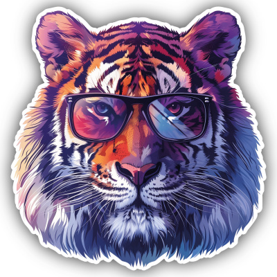 Cooler Tiger mit Sonnenbrille Aufkleber Cartoon