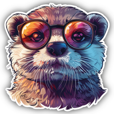 Cooler Otter mit Sonnenbrille Aufkleber Cartoon