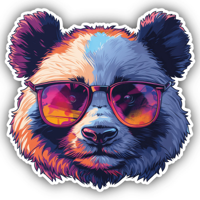 Cooler Panda Br mit Sonnenbrille Aufkleber Cartoon