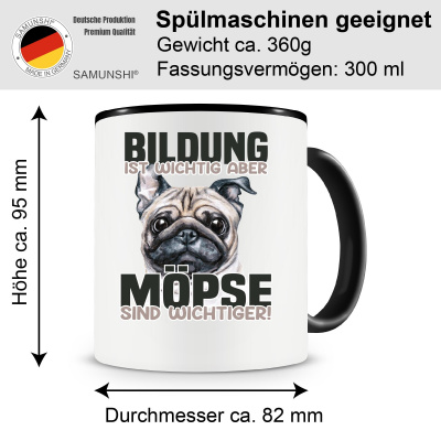 Tasse mit dem Motiv Bildung Wichtig Mpse Wichtiger - Ansicht 2