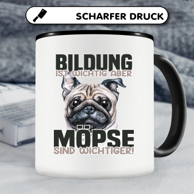 Tasse mit dem Motiv Bildung Wichtig Mpse Wichtiger - Ansicht 4