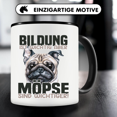 Tasse mit dem Motiv Bildung Wichtig Mpse Wichtiger - Ansicht 5