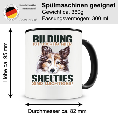 Tasse mit dem Motiv Bildung Wichtig Shelties Wichtiger - Ansicht 2