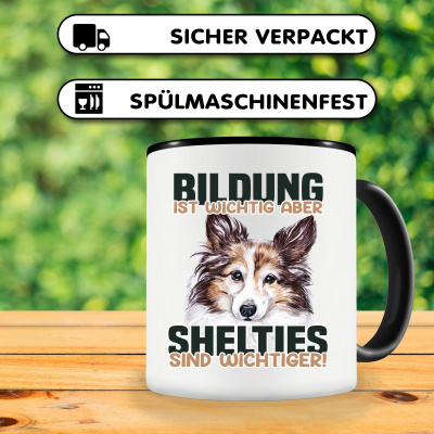 Tasse mit dem Motiv Bildung Wichtig Shelties Wichtiger - Ansicht 3