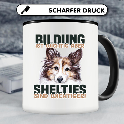 Tasse mit dem Motiv Bildung Wichtig Shelties Wichtiger - Ansicht 4