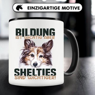 Tasse mit dem Motiv Bildung Wichtig Shelties Wichtiger - Ansicht 5