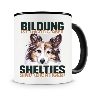 Tasse mit dem Motiv Bildung Wichtig Shelties Wichtiger