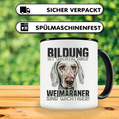 Tasse mit dem Motiv Bildung Wichtig Weimaraner Wichtiger - Ansicht 3