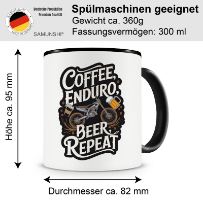 Tasse mit dem Motiv Coffee Enduro Beer Repeat - Ansicht 2