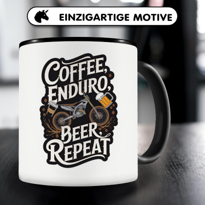 Tasse mit dem Motiv Coffee Enduro Beer Repeat - Ansicht 3