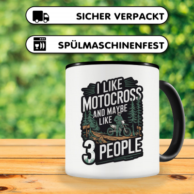 Tasse mit dem Motiv I like Motocross and 3 People - Ansicht 4