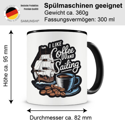 Tasse mit dem Motiv I like Coffee and Sailing - Ansicht 2