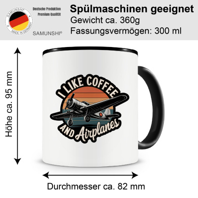 Tasse mit dem Motiv I Like Coffee and Airplanes - Ansicht 2