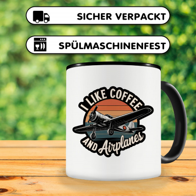 Tasse mit dem Motiv I Like Coffee and Airplanes - Ansicht 4