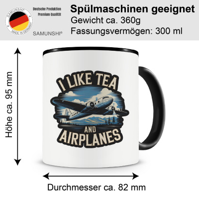 Tasse mit dem Motiv I Like Tea and Airplanes - Ansicht 2