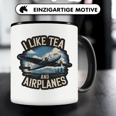 Tasse mit dem Motiv I Like Tea and Airplanes - Ansicht 3