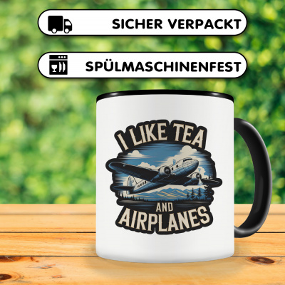 Tasse mit dem Motiv I Like Tea and Airplanes - Ansicht 4