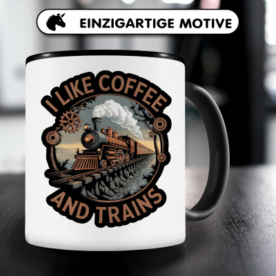 Tasse mit dem Motiv I Like Coffee And Trains - Ansicht 3