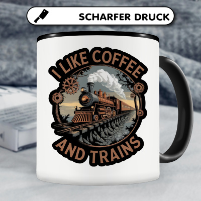 Tasse mit dem Motiv I Like Coffee And Trains - Ansicht 5