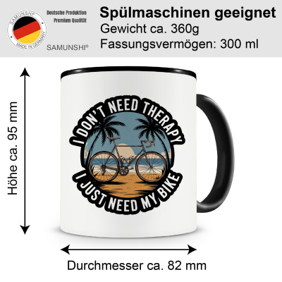 Tasse mit dem Motiv Don't Need Therapy Only Bikes - Ansicht 2