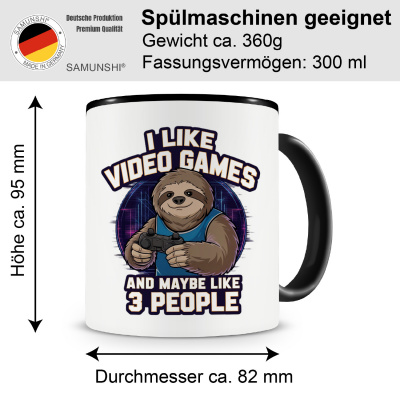 Tasse mit dem Motiv I Like Video Games Faultier - Ansicht 2