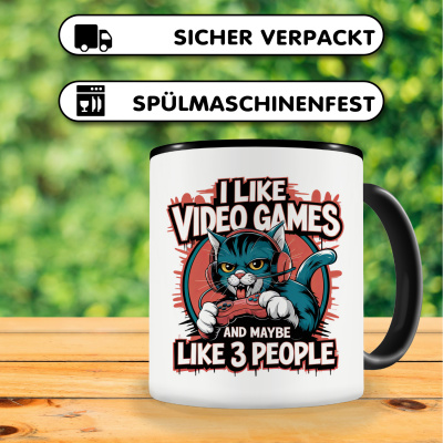 Tasse mit dem Motiv I Like Video Games Katze - Ansicht 4