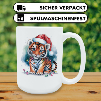 XXL Tasse mit dem Motiv Tiger mit Weihnachtsmtze - Ansicht 4