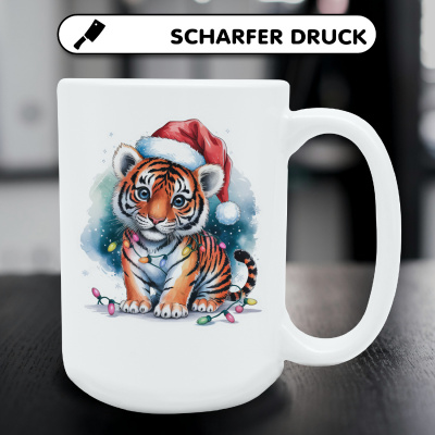 XXL Tasse mit dem Motiv Tiger mit Weihnachtsmtze - Ansicht 5