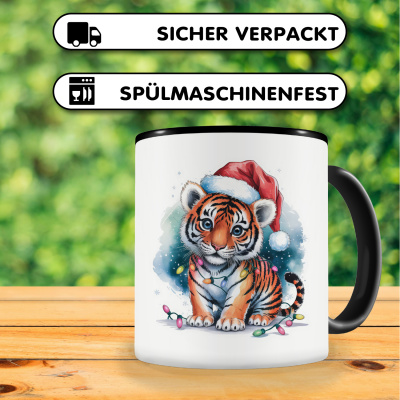 Tasse mit dem Motiv Tiger mit Weihnachtsmtze - Ansicht 4