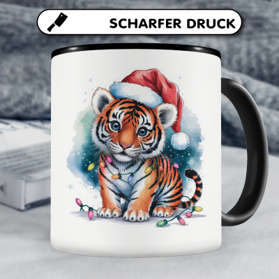 Tasse mit dem Motiv Tiger mit Weihnachtsmtze - Ansicht 5