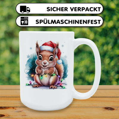 XXL Tasse mit dem Motiv Eichhrnchen mit Weihnachtsmtze - Ansicht 4