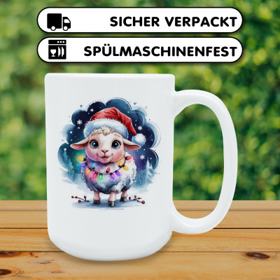 XXL Tasse mit dem Motiv Schaf mit Weihnachtsmtze - Ansicht 4