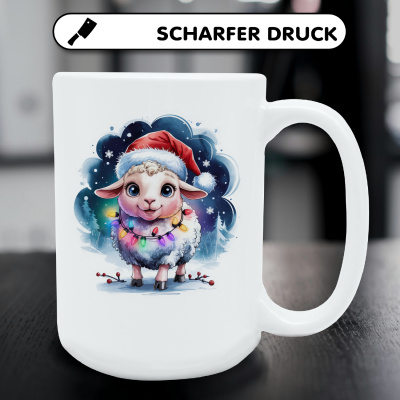 XXL Tasse mit dem Motiv Schaf mit Weihnachtsmtze - Ansicht 5