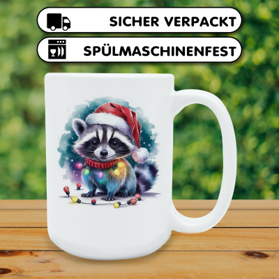 XXL Tasse mit dem Motiv Waschbr mit Weihnachtsmtze - Ansicht 4