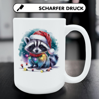 XXL Tasse mit dem Motiv Waschbr mit Weihnachtsmtze - Ansicht 5