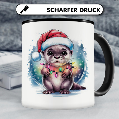 Tasse mit dem Motiv Otter mit Weihnachtsmtze - Ansicht 5