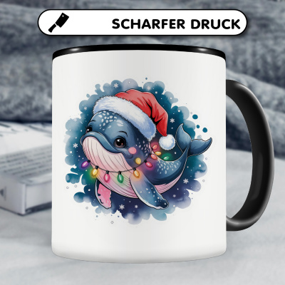 Tasse mit dem Motiv Wal mit Weihnachtsmtze - Ansicht 5