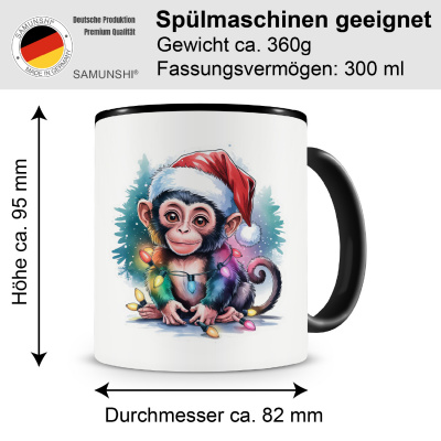 Tasse mit dem Motiv Affe mit Weihnachtsmtze - Ansicht 2