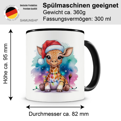 Tasse mit dem Motiv Giraffe mit Weihnachtsmtze - Ansicht 2