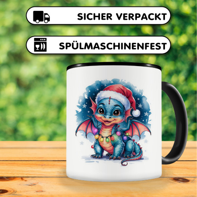 Tasse mit dem Motiv Drache mit Weihnachtsmtze - Ansicht 4