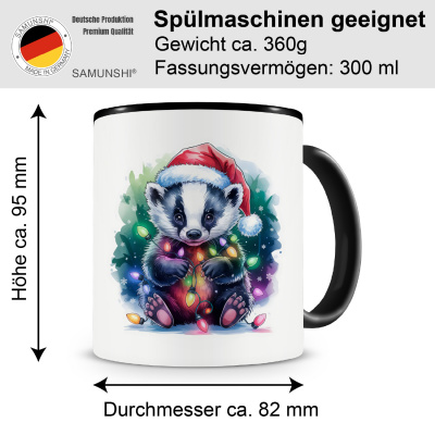 Tasse mit dem Motiv Dachs mit Weihnachtsmtze - Ansicht 2